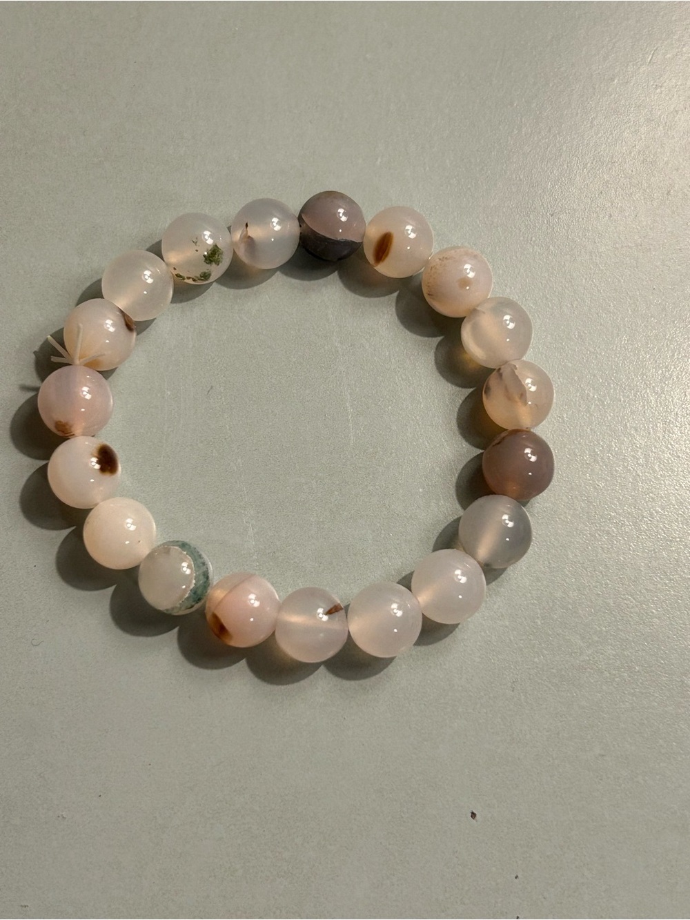 Translucent Moss Agate Beaded Stretch Bracelet Gemstone